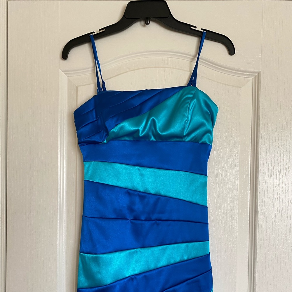 Blue silk mini dress